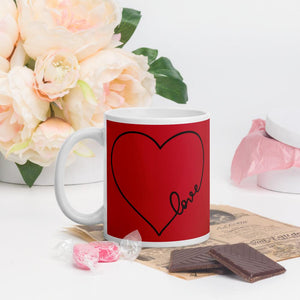 Heartful of Love Red and White Ceramic Mug-11oz-