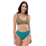 Leopard/Teal Recycled high-waisted bikini-XS-