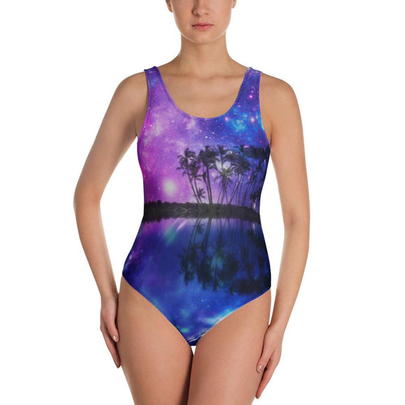 Purple Hawaii One-Piece Swimsuit-XS-