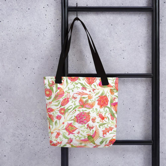 White & Pink Tropical Tote bag-
